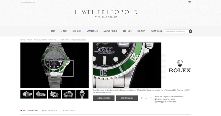 Website Online Shop Juwelier Leopold