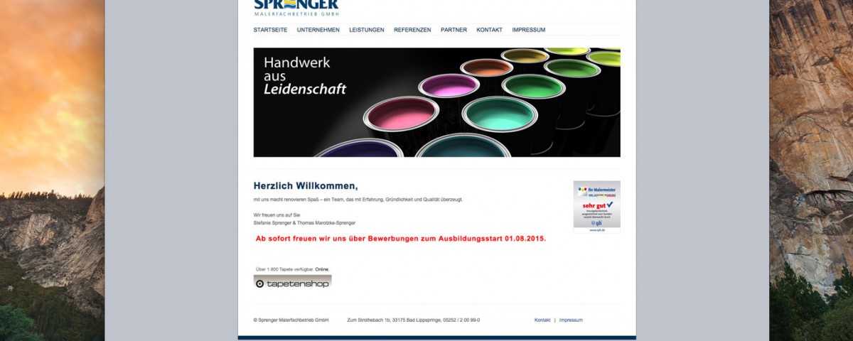 Webdesign Sprenger Maler Bad Lippspringe